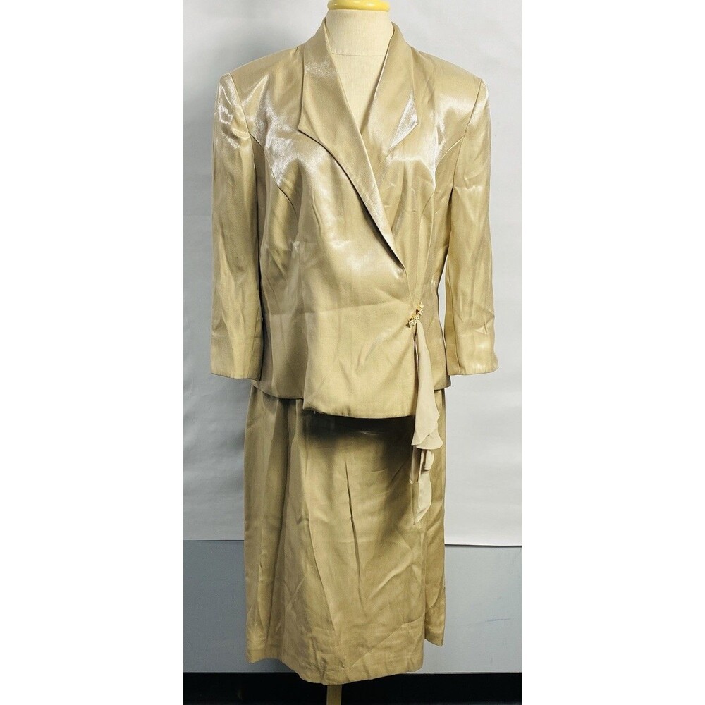 Alex Evenings Elegant Jacket And Skirt  Two-Piece Set  Size 16 Gold  Metallic